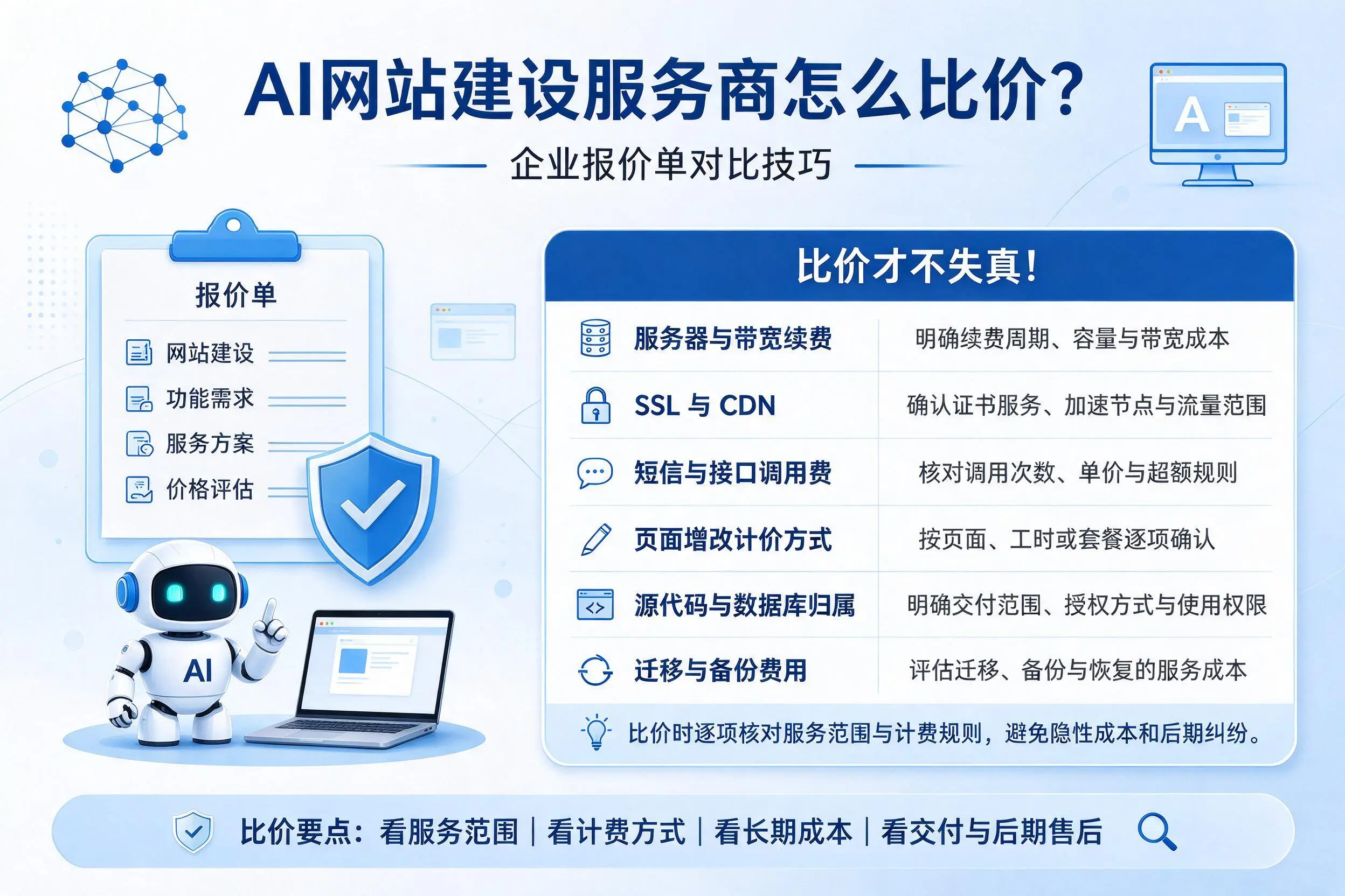AI网站建设服务商怎么比价?娄底企业报价单对比技巧